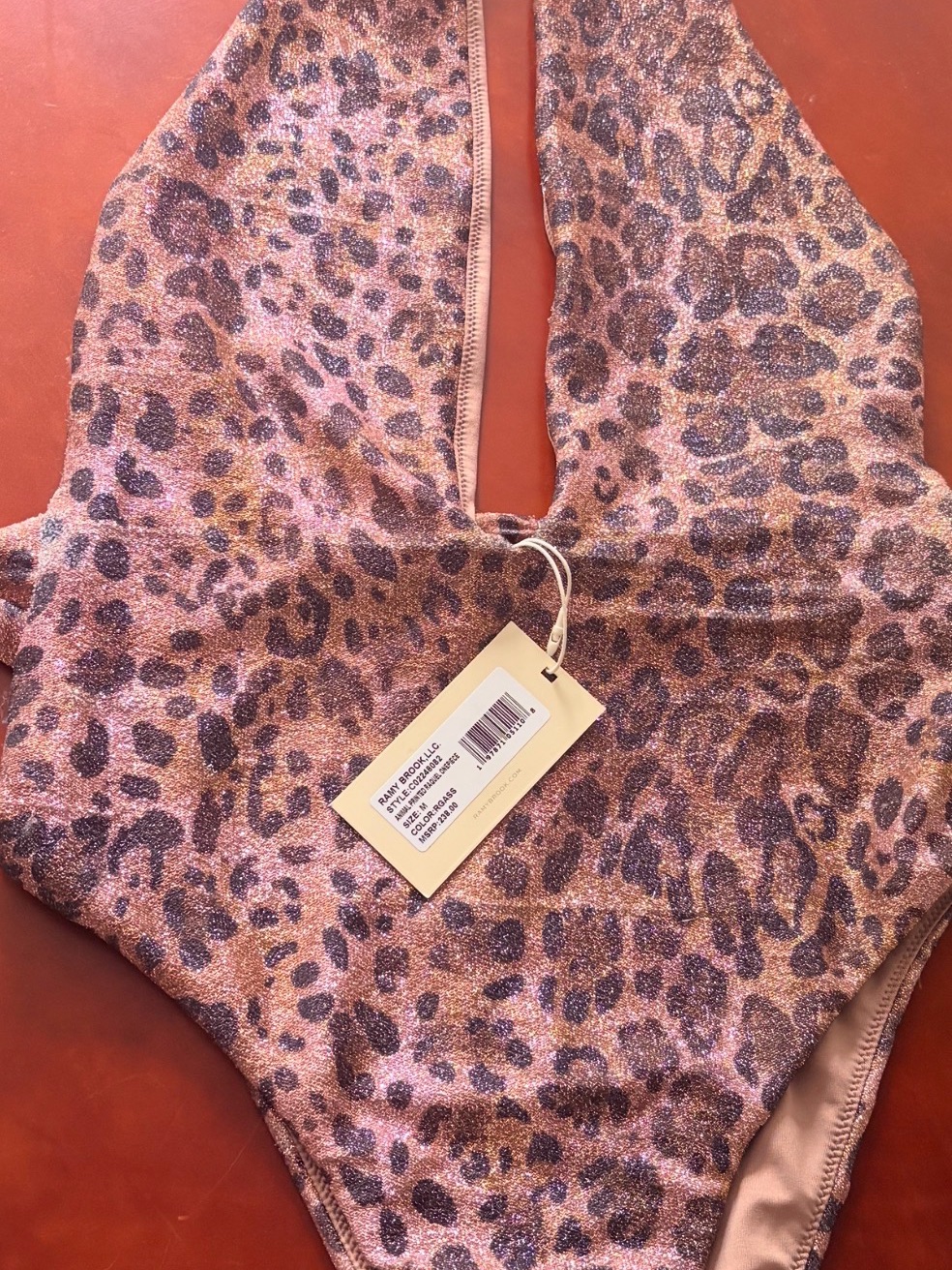 Leopard Print One-Piece Swimsuit - Shimmery Taupe Tones
